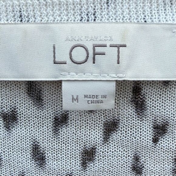 Ann Taylor Loft Black & White Dot Pattern Sweater Button Cardigan M Classic - Picture 3 of 6